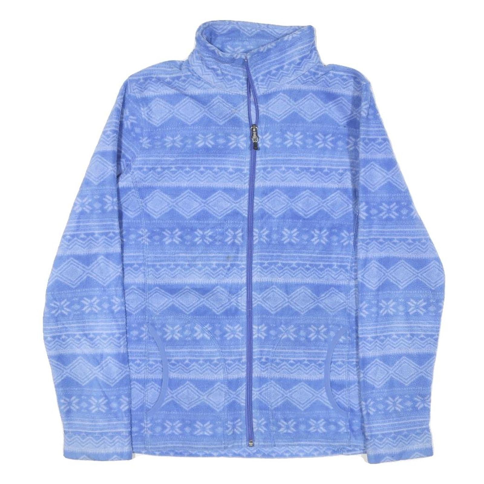 WOOLRICH Womens Blue Cotton Blend Zip Jacket XS Geometric Pattern Soft Warm