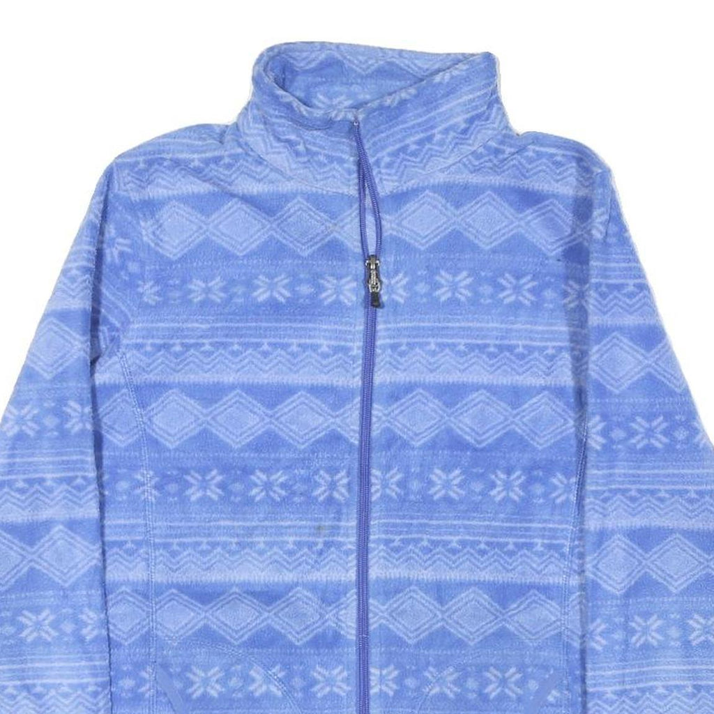 WOOLRICH Womens Blue Cotton Blend Zip Jacket XS Geometric Pattern Soft Warm