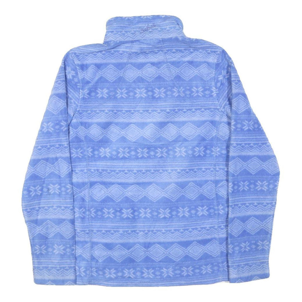 WOOLRICH Womens Blue Cotton Blend Zip Jacket XS Geometric Pattern Soft Warm