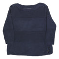 TOMMY HILFIGER Womens Navy Blue Patterned Jumper Crew Neck Basic Knit L Cotton