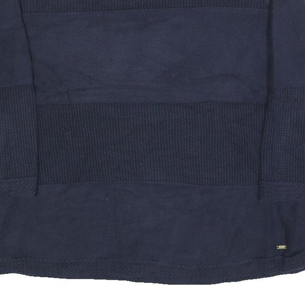 TOMMY HILFIGER Womens Navy Blue Patterned Jumper Crew Neck Basic Knit L Cotton