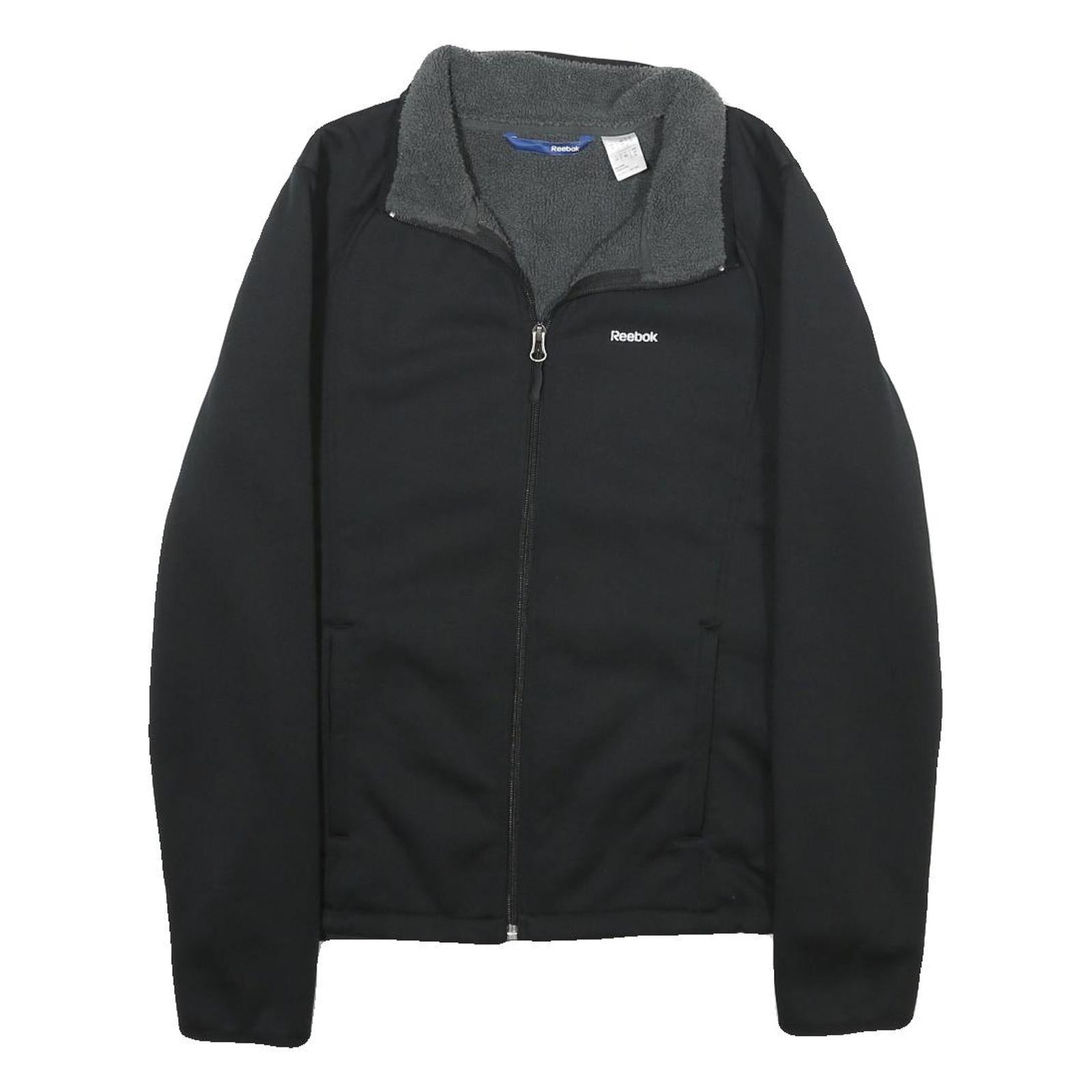 REEBOK Mens Black Zip Fleece Jacket XS Polyester Casual Outdoor Activewear