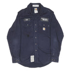 CARHARTT Mens Navy Blue Work Shirt S Cotton Long Sleeve Casual Utility