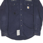 CARHARTT Mens Navy Blue Work Shirt S Cotton Long Sleeve Casual Utility