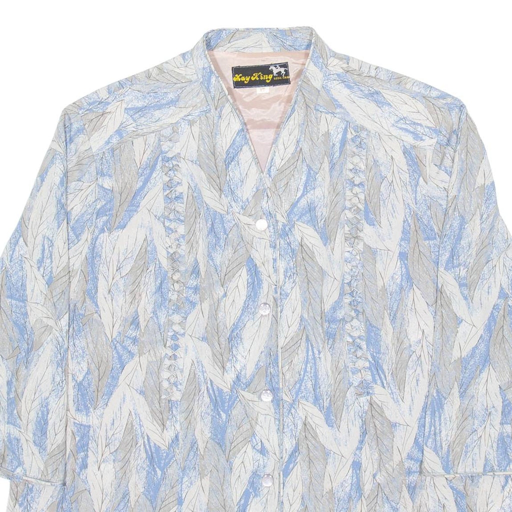 KAY KING Womens Printed Shirt Blue V-Neck 3/4 Sleeve M