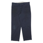 DICKIES Mens Cotton Blend Navy Regular Straight Trousers W38 L30 Workwear Casual