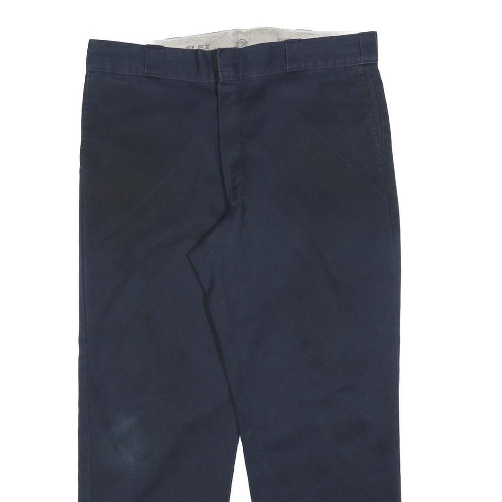 DICKIES Mens Cotton Blend Navy Regular Straight Trousers W38 L30 Workwear Casual