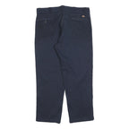 DICKIES Mens Cotton Blend Navy Regular Straight Trousers W38 L30 Workwear Casual