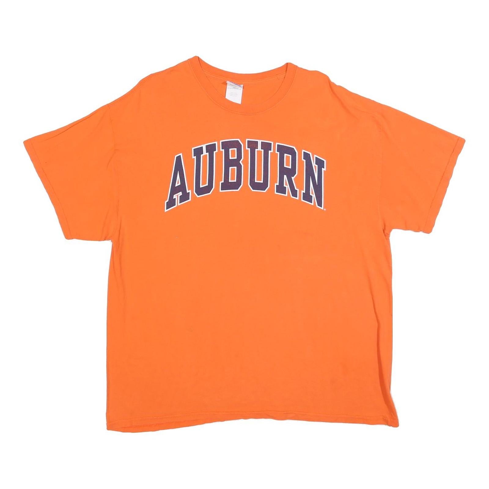 GILDAN Mens Orange Auburn Graphic T-Shirt XL Short Sleeve Crew Neck Cotton Blend