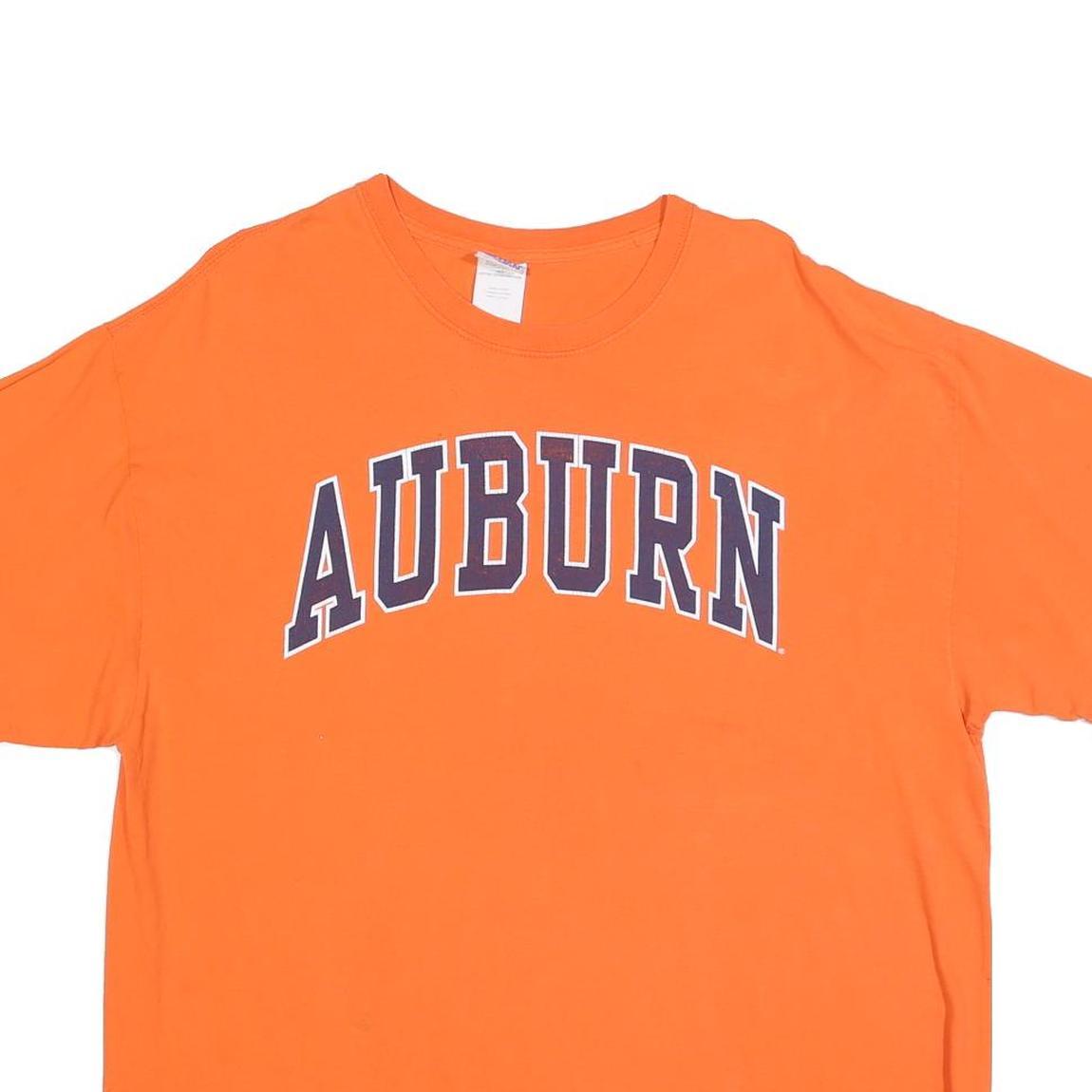 GILDAN Mens Orange Auburn Graphic T-Shirt XL Short Sleeve Crew Neck Cotton Blend