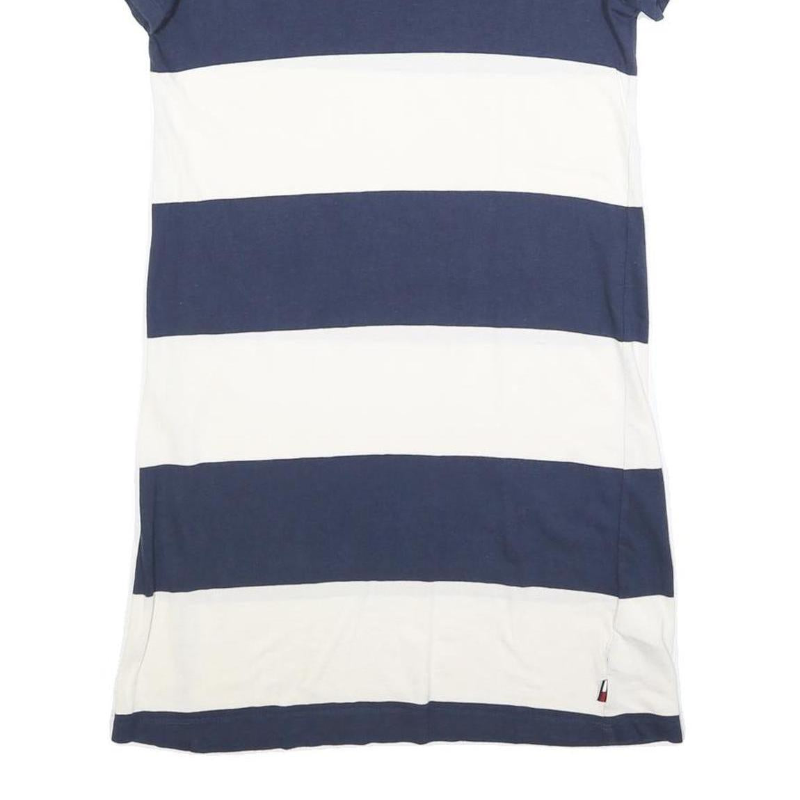 TOMMY HILFIGER Womens Blue & White Stripe Day Jersey Short Sleeve XS Dress