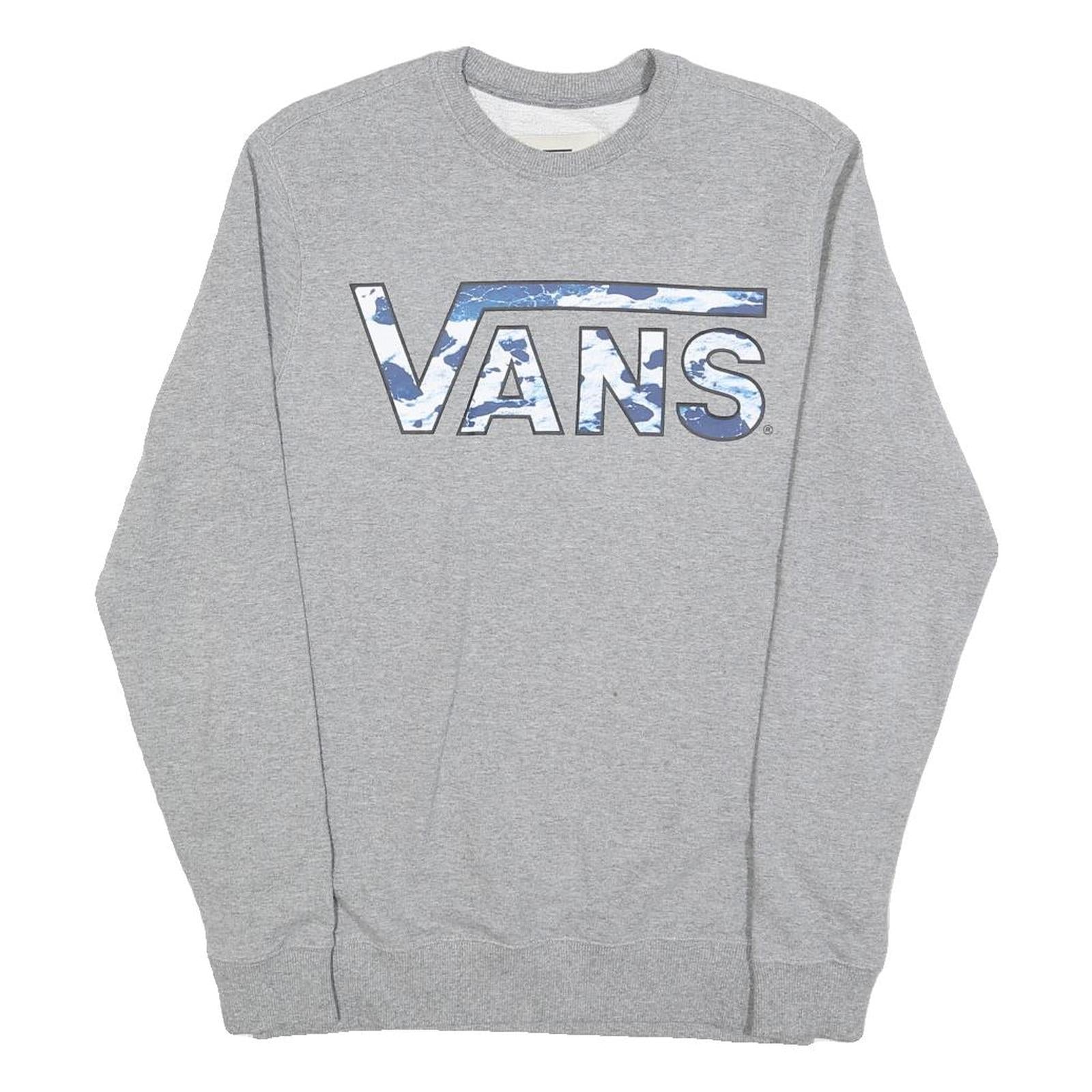 VANS Mens Grey Crew Neck XS Cotton Blend Sweatshirt Pullover Logo Print
