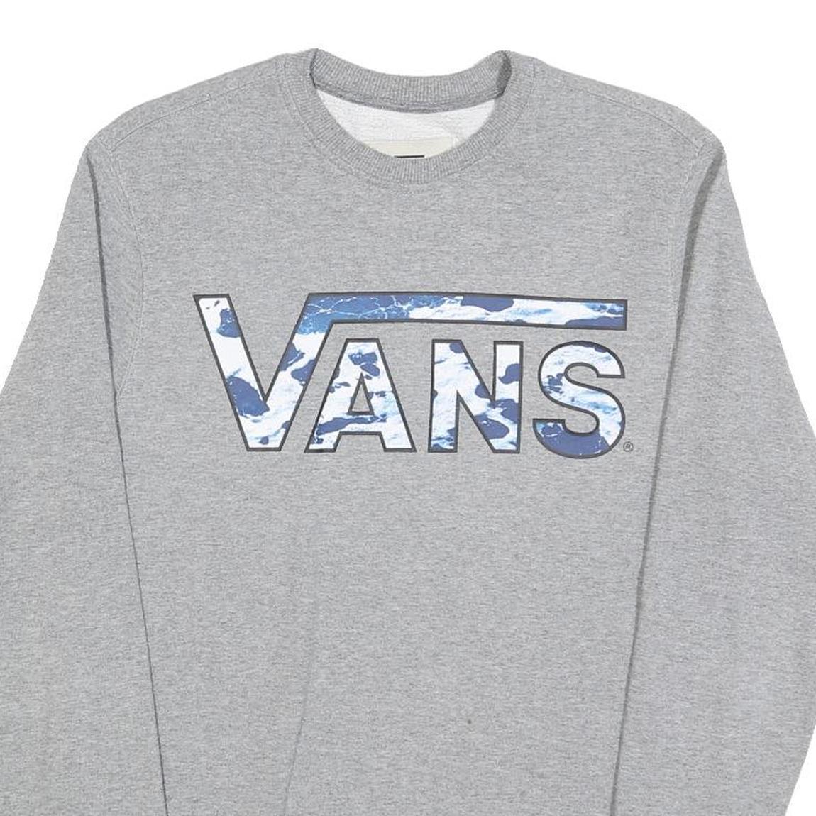 VANS Mens Grey Crew Neck XS Cotton Blend Sweatshirt Pullover Logo Print