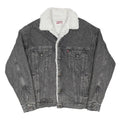 LEVI'S Trucker Mens Black Denim Jacket S Cotton Blend Sherpa Lined Button Front