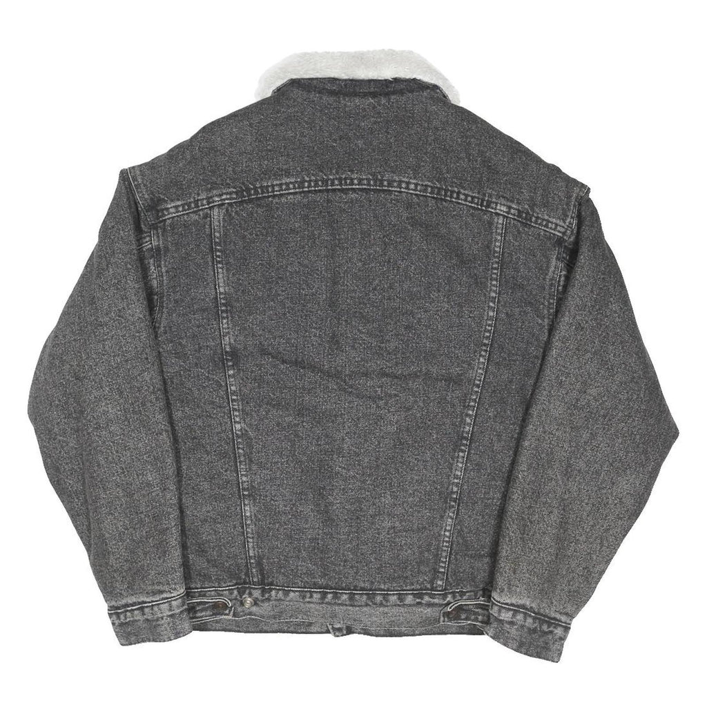 LEVI'S Trucker Mens Black Denim Jacket S Cotton Blend Sherpa Lined Button Front