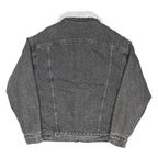 LEVI'S Trucker Mens Black Denim Jacket S Cotton Blend Sherpa Lined Button Front