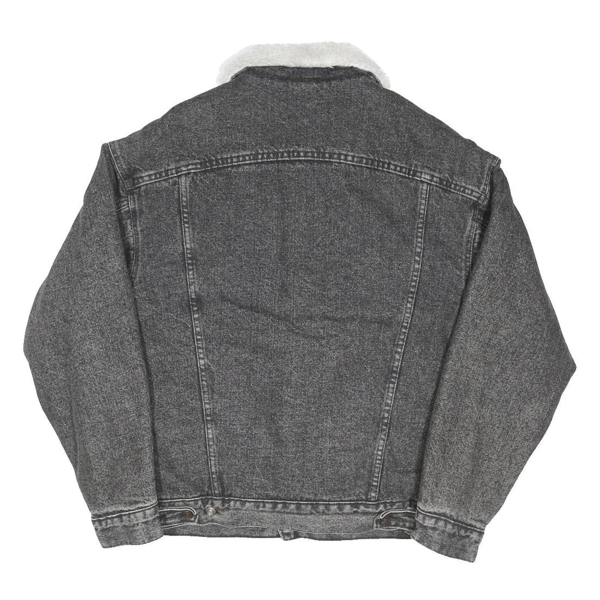 LEVI'S Trucker Mens Black Denim Jacket S Cotton Blend Sherpa Lined Button Front
