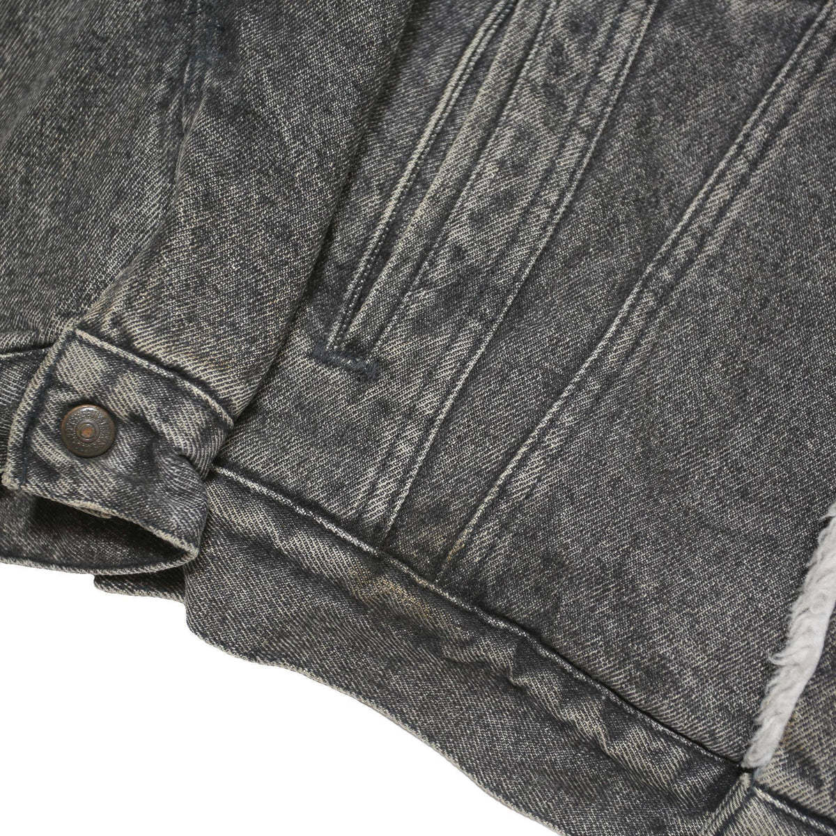 LEVI'S Trucker Mens Black Denim Jacket S Cotton Blend Sherpa Lined Button Front