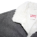 LEVI'S Trucker Mens Black Denim Jacket S Cotton Blend Sherpa Lined Button Front