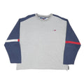 TOMMY JEANS Mens Grey & Navy Sweatshirt XL Crew Neck Cotton Blend Pullover