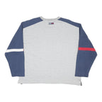 TOMMY JEANS Mens Grey & Navy Sweatshirt XL Crew Neck Cotton Blend Pullover