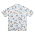 HO ALOHA Mens Hawaiian Shirt Blue Crazy Pattern M