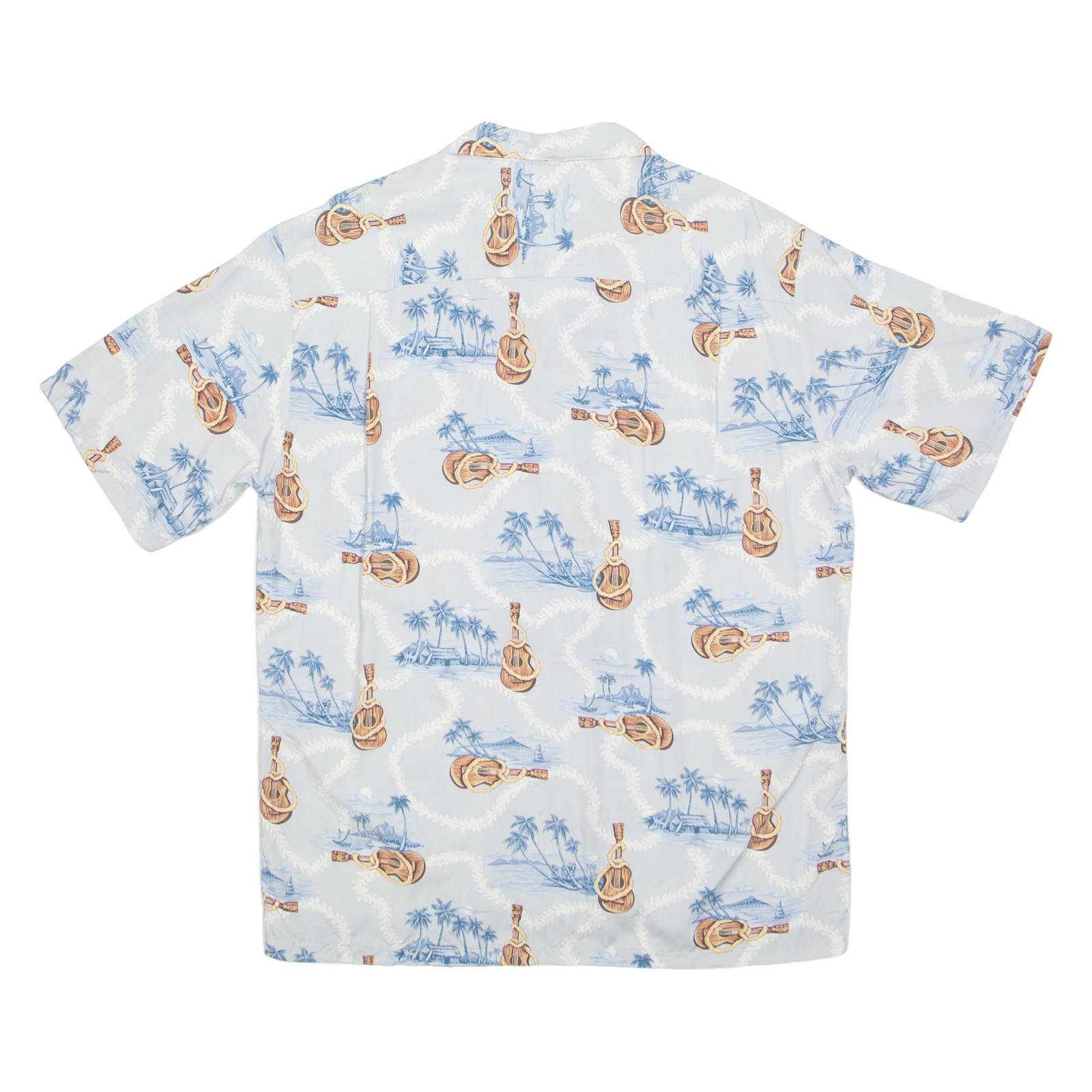 HO ALOHA Mens Hawaiian Shirt Blue Crazy Pattern M