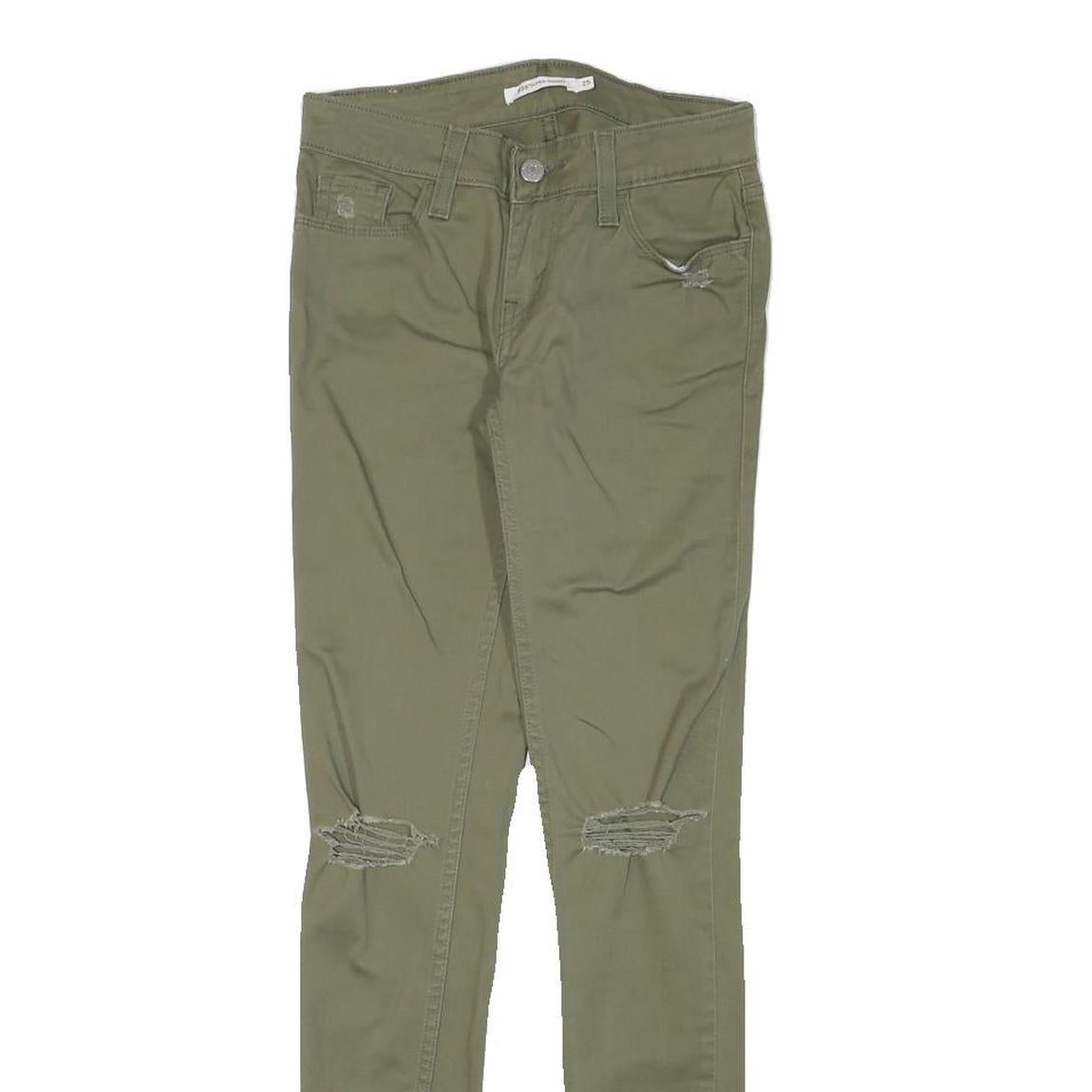 LEVI'S Womens Cotton Blend Green Slim Skinny Trousers W25 L29 Casual Stretch