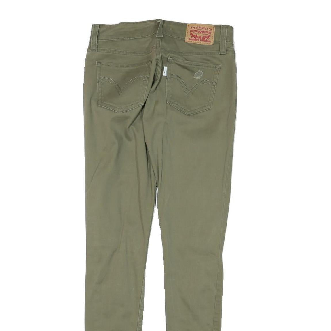 LEVI'S Womens Cotton Blend Green Slim Skinny Trousers W25 L29 Casual Stretch