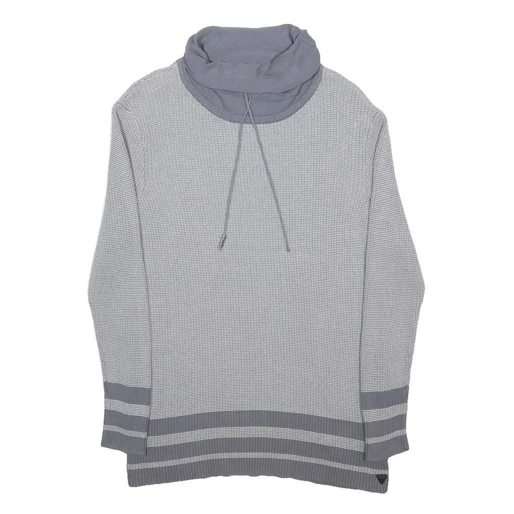 GUESS Mens Grey & Light Grey Plain Pullover Roll Neck Basic Knit S Cotton Jumper