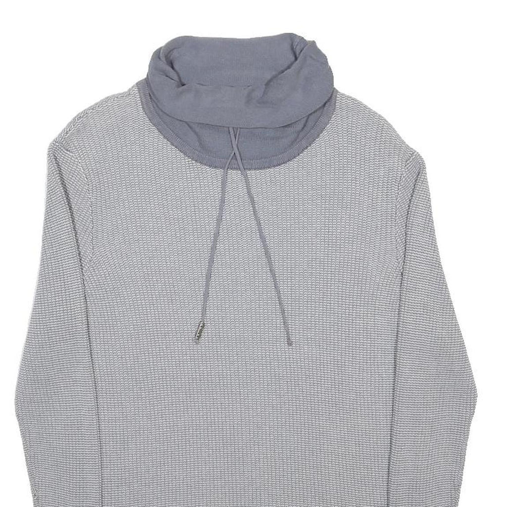 GUESS Mens Grey & Light Grey Plain Pullover Roll Neck Basic Knit S Cotton Jumper