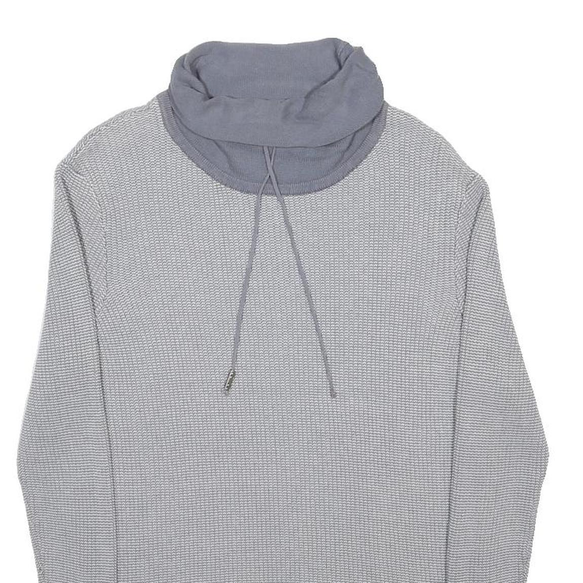 GUESS Mens Grey & Light Grey Plain Pullover Roll Neck Basic Knit S Cotton Jumper