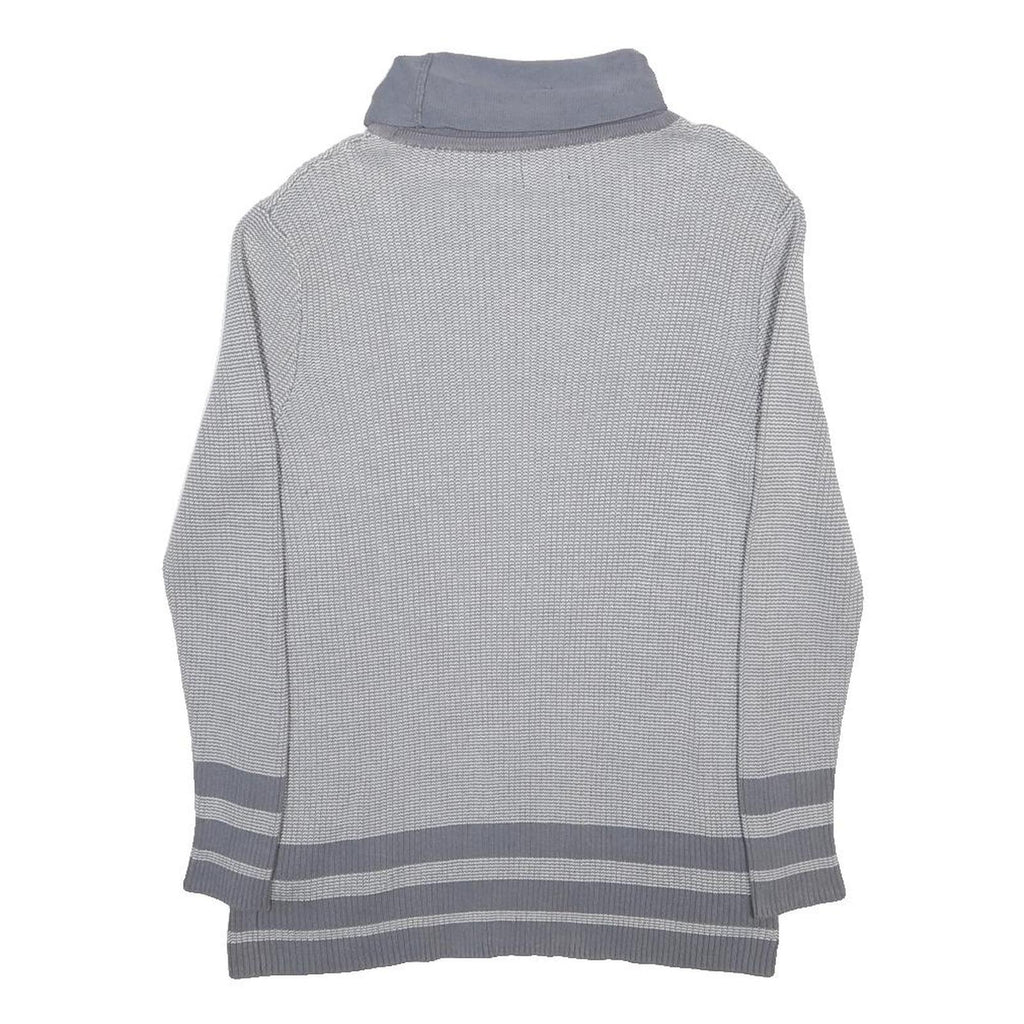 GUESS Mens Grey & Light Grey Plain Pullover Roll Neck Basic Knit S Cotton Jumper