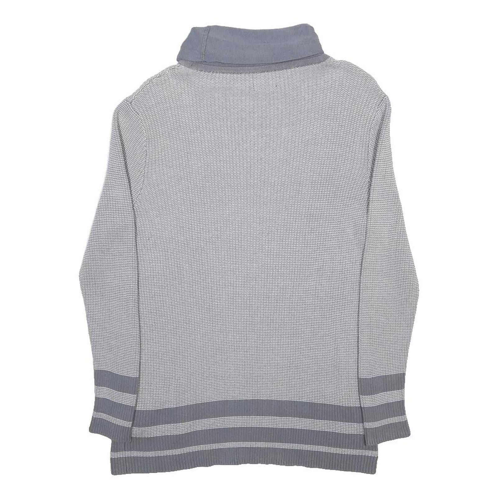 GUESS Mens Grey & Light Grey Plain Pullover Roll Neck Basic Knit S Cotton Jumper