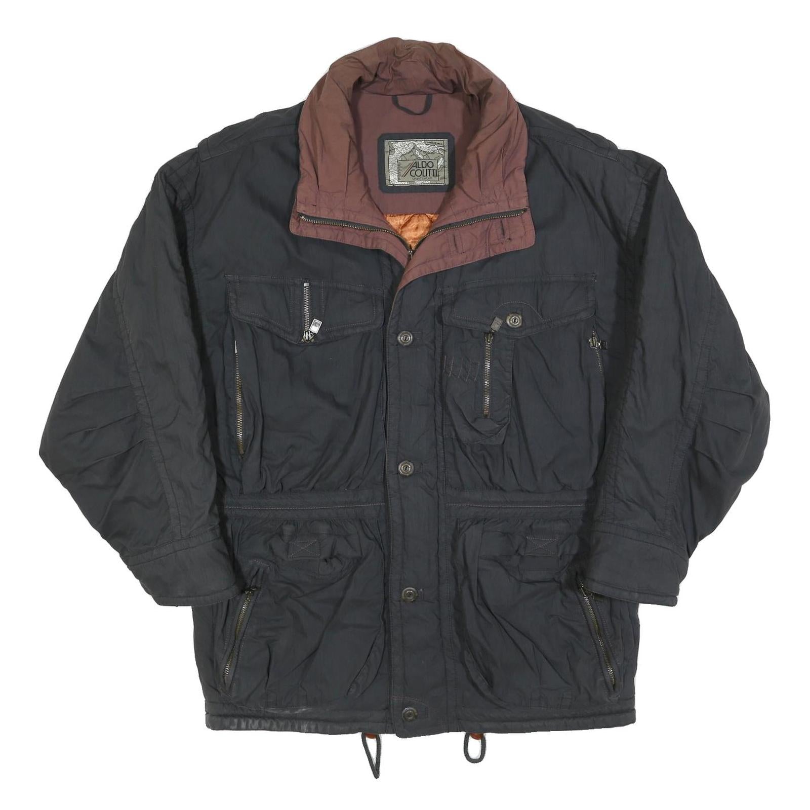 ALDO COLITTI Mens Black Brown Zip Jacket L Polyester Blend Casual Outdoor