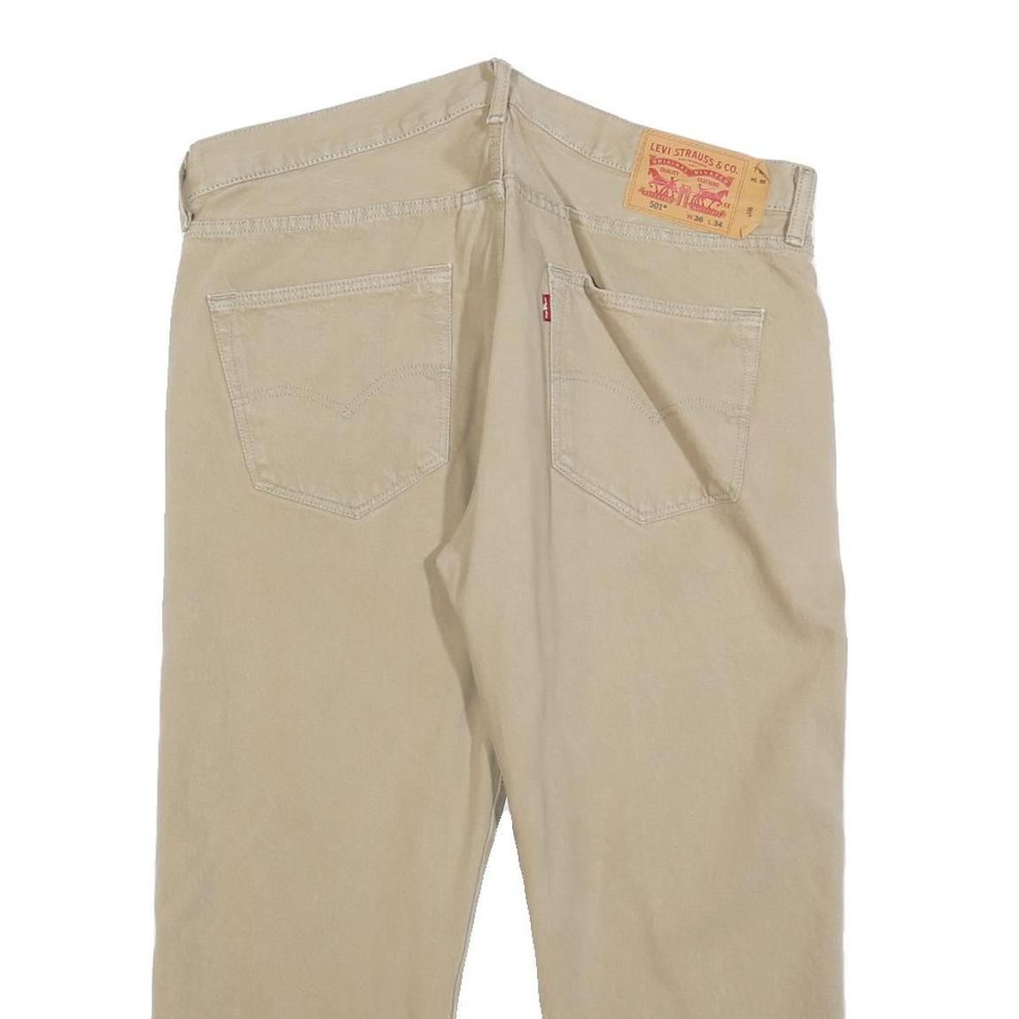 LEVI'S 501 Mens Regular Fit Beige Denim W36 L24 Classic Button Fly Cotton Blend