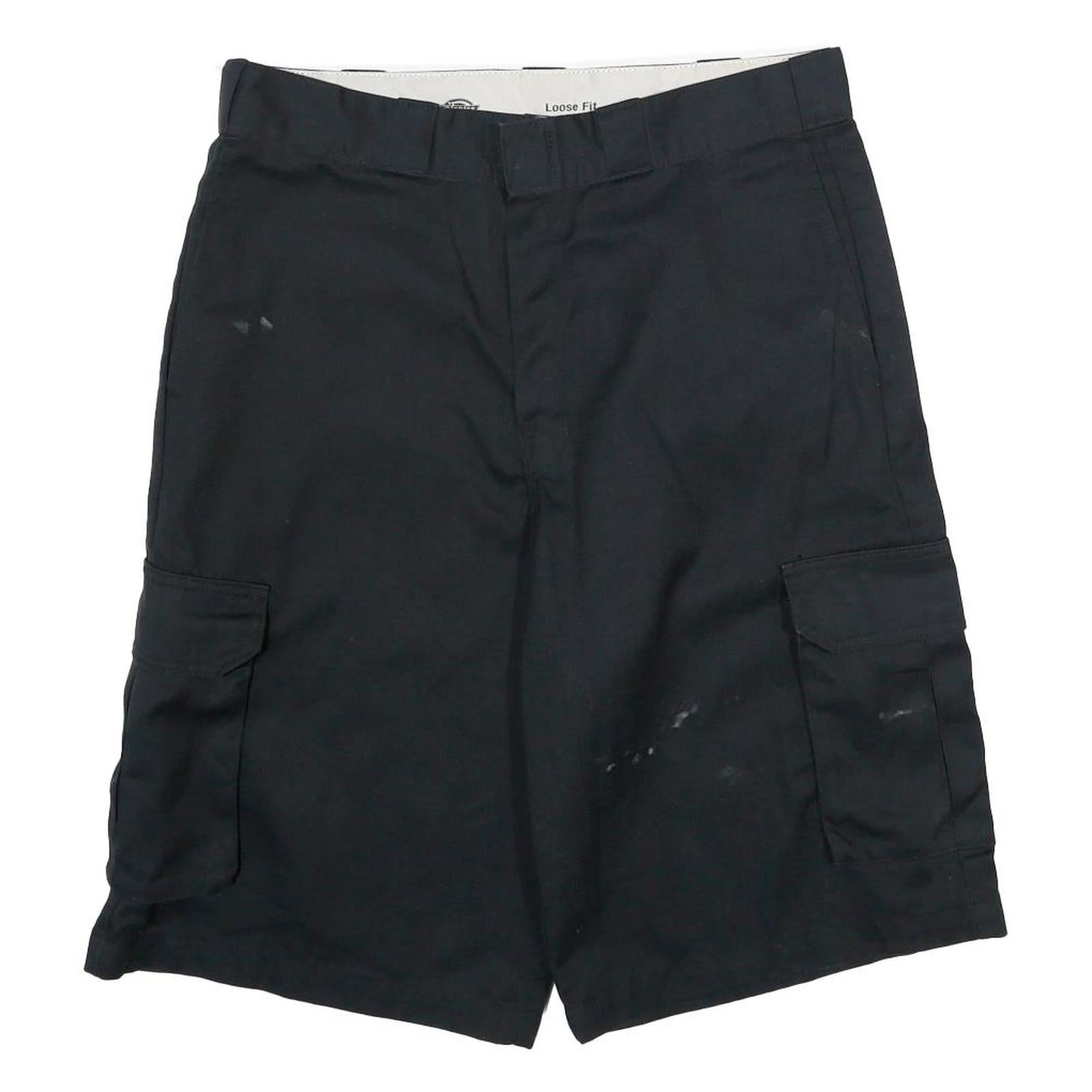 DICKIES Mens Black Cargo Shorts L W34 Workwear Polyester Blend Loose Fit