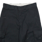 DICKIES Mens Black Cargo Shorts L W34 Workwear Polyester Blend Loose Fit