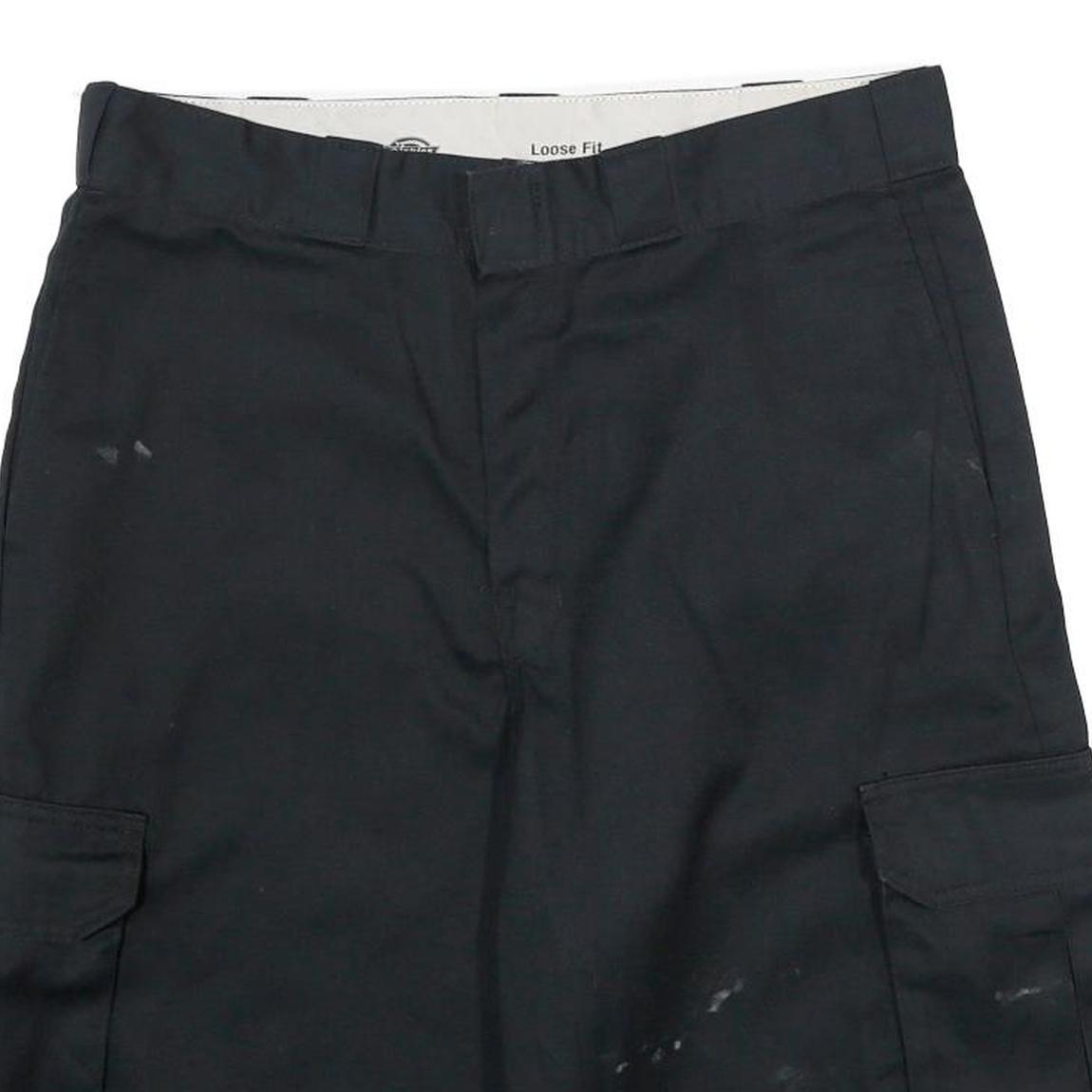 DICKIES Mens Black Cargo Shorts L W34 Workwear Polyester Blend Loose Fit