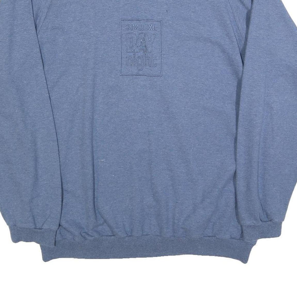 Mens Blue Sweatshirt XL Cotton Blend Crew Neck Pullover S M L XL Day Night