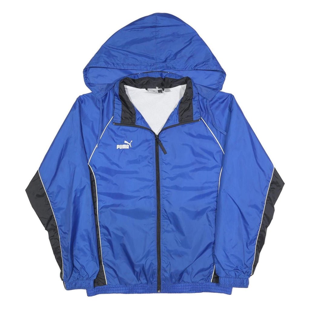 PUMA Mens Blue & Black Track Jacket M Polyester Hooded Zip Athletic Sportswear