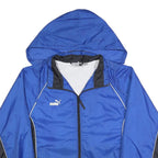 PUMA Mens Blue & Black Track Jacket M Polyester Hooded Zip Athletic Sportswear