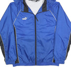 PUMA Mens Blue & Black Track Jacket M Polyester Hooded Zip Athletic Sportswear