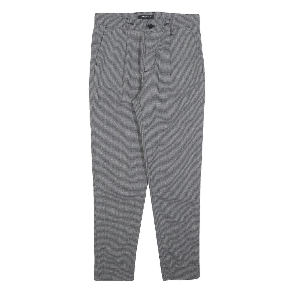 SONNY BONO Womens Cotton Blend Grey Slim Tapered Trousers W30 L28 Formal