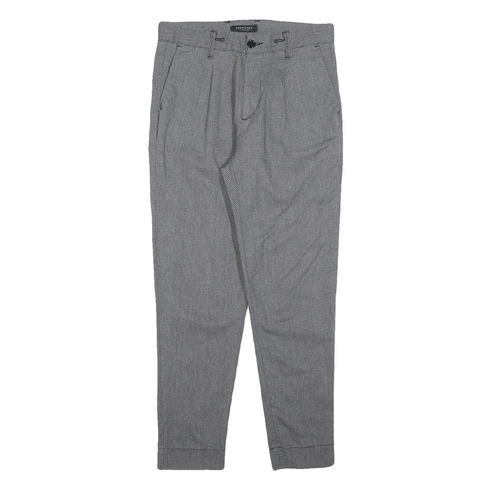 SONNY BONO Womens Cotton Blend Grey Slim Tapered Trousers W30 L28 Formal