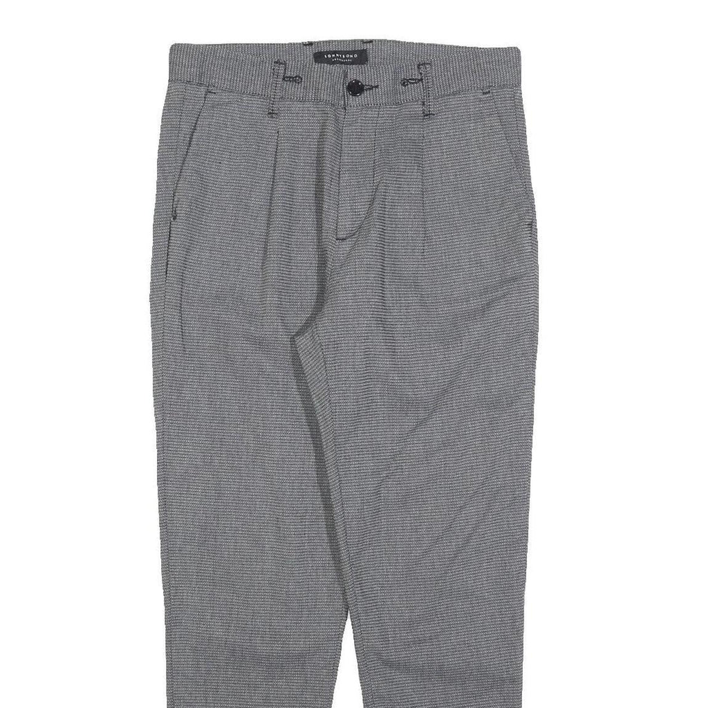 SONNY BONO Womens Cotton Blend Grey Slim Tapered Trousers W30 L28 Formal