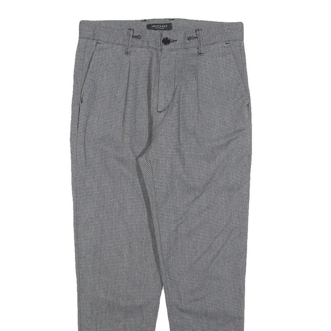 SONNY BONO Womens Cotton Blend Grey Slim Tapered Trousers W30 L28 Formal