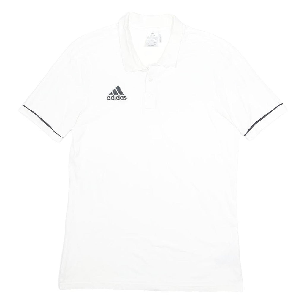 ADIDAS Mens White Polo Shirt L Cotton Blend Climalite Short Sleeve Basic