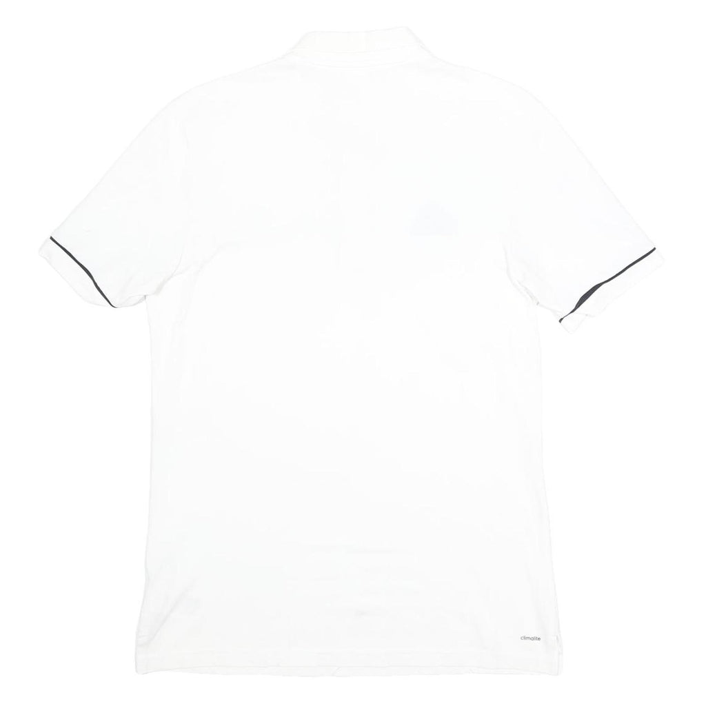 ADIDAS Mens White Polo Shirt L Cotton Blend Climalite Short Sleeve Basic