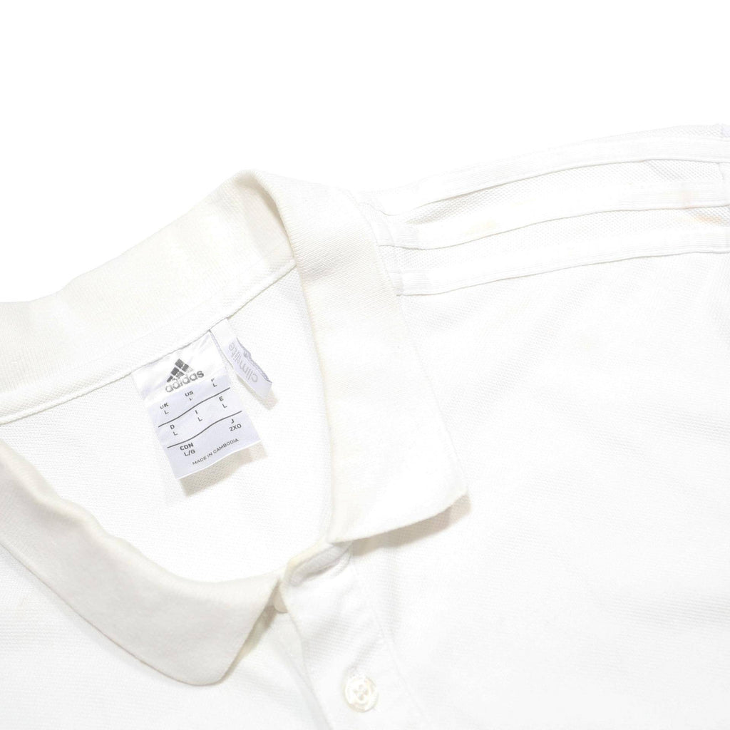 ADIDAS Mens White Polo Shirt L Cotton Blend Climalite Short Sleeve Basic